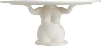 Handgemachte Tortenplatte Avaji in Weiß mit Frauenfigur, Ø 31 cm