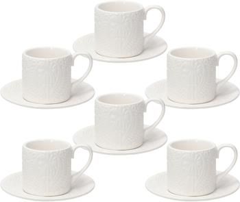 Tazza da espresso in porcellana con piattini con ornamento in rilievo Ornament 6 pz