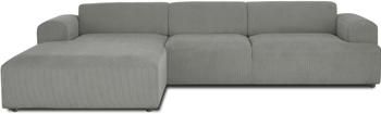 Canapé d'angle 4 places velours côtelé gris Melva