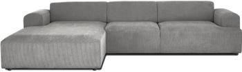 Canapé d'angle 4 places velours côtelé gris Melva