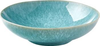 Assiette à pâtes faïence émaillée turquoise Anthia, 2 pièces