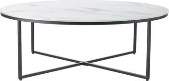 Runder XL-Couchtisch Antigua mit Glasplatte in Marmoroptik