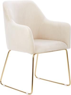 Chaise à accoudoirs en velours crème Isla
