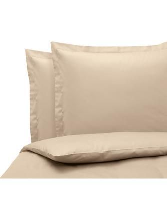 Satin-Bettwäsche Premium aus Bio-Baumwolle in Beige mit Stehsaum