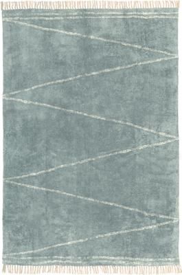 Ručně tkaný bavlněný koberec s klikatým vzorem a třásněmi Asisa