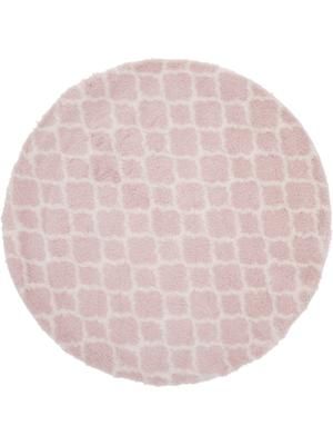 Runder Hochflor-Teppich Mona in Altrosa/Creme