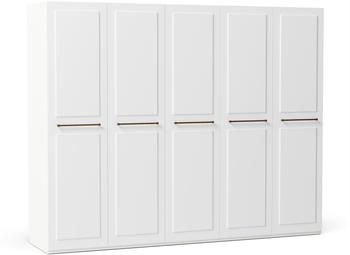 Modularer Drehtürenschrank Charlotte in Weiß, 250 cm Breite, mehrere Varianten