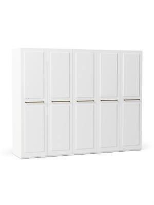 Modularer Drehtürenschrank Charlotte in Weiß, 250 cm Breite, mehrere Varianten
