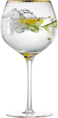 Bicchiere vino a forma sferica con struttura rigata e bordo dorato Palermo 4 pz