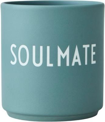 Design Becher Favourite SOULMATE in Grün mit Schriftzug