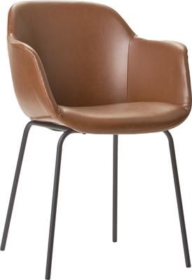 Petite chaise à accoudoirs cuir synthétique avec pieds en métal Fiji
