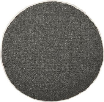 Rond bouclé decoratieve kussen Dotty in antraciet/crèmewit