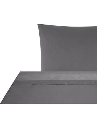 Drap plat en satin de coton gris foncé Comfort