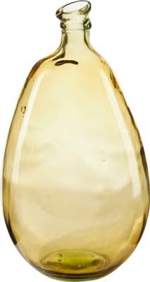 Vase à poser au sol en verre recyclé jaune Dina
