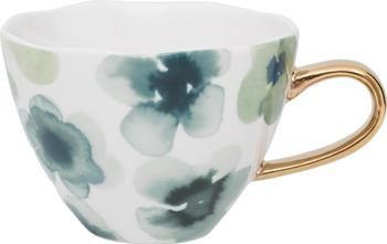 Bemalte Tasse Good Morning mit goldenem Griff