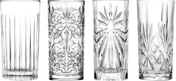 Verre à long drink cristal avec embossage décoratif Bichiera, 4 élém.