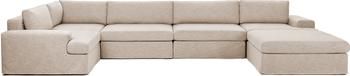 Divano componibile in tessuto taupe Russell, rivestimento in cotone sfoderabile
