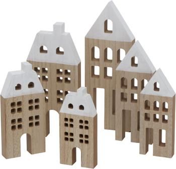 Decoratieve huisjes Towny van hout, 6 stuks