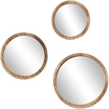 Miroirs muraux ronds avec cadre en bois de paulownia Jones, 3 élém.