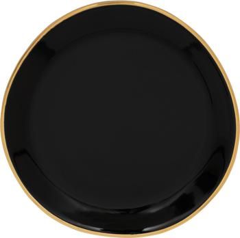 Piattino nero con bordo dorato Good Morning 2 pz, Ø9 cm