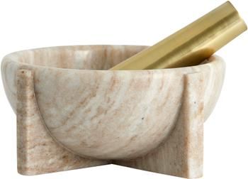 Marmeren vijzel met goudkleurige stamper Rocoto, 2-delig