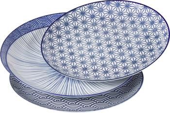 Handgemachte Porzellan-Speiseteller Nippon in Blau/Weiß, 4-er Set