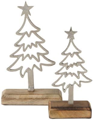 Decoratieve boompjes Murmansk in zilverkleur, 2 stuks