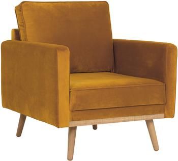 Fauteuil rétro en velours jaune moutarde Saint