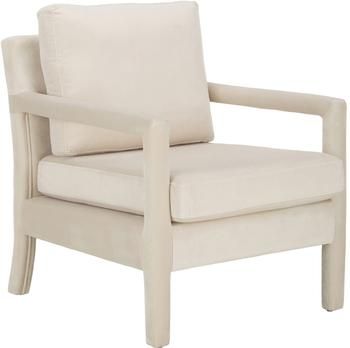 Fauteuil en velours beige Claudette