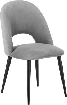 Chaise rembourrée velours gris Rachel