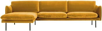 Canapé d'angle velours jaune moutarde pieds en métal Moby