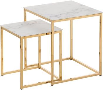 Set de mesas auxiliares Aruba, 2 pzas., tablero de cristal en aspecto mármol