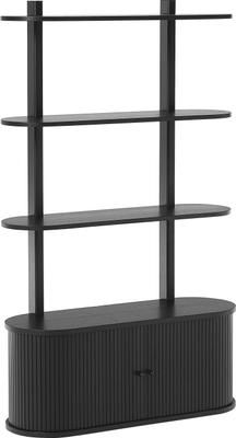 Scaffale da parete in legno nero con frontale scanalato Calary