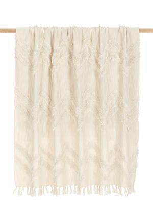 Coperta boho in cotone con motivo a zigzag trapuntato Akesha