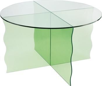 Tavolino rotondo in vetro verde Wobbly