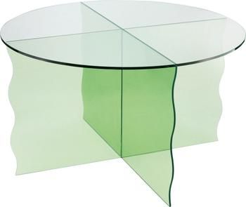 Runder Glas-Couchtisch Wobbly in Grün