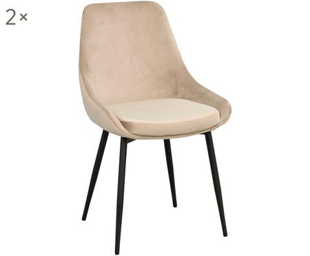 Silla tapizada en terciopelo Sierra, 2 uds.