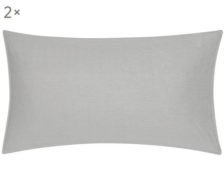 Gewaschene Baumwoll-Kissenbezüge Arlene in Hellgrau-Beige, 2 Stück