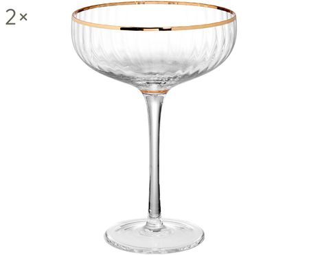 Champagnerschale Golden Twenties mit Goldrand, 2er-Set