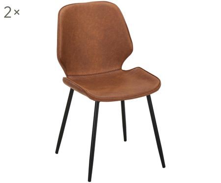 Imitatieleren gestoffeerde stoelen Louis, 2 stuks