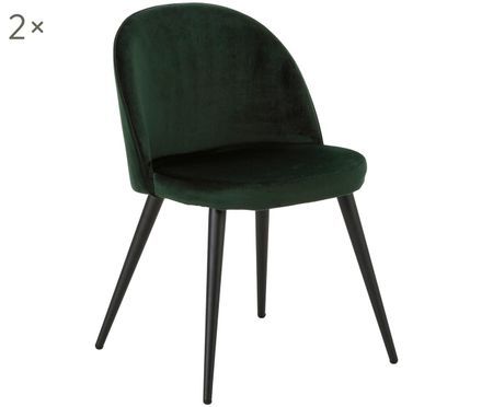 Chaises en velours rembourrées Amy, 2 pièces