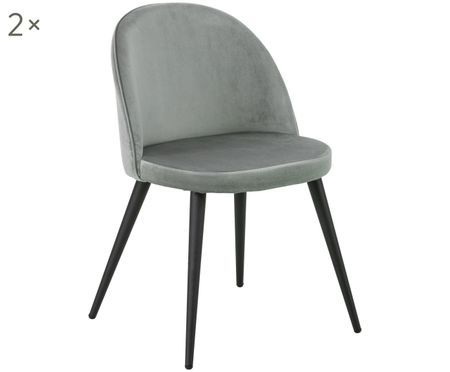 Chaises en velours rembourrées Amy, 2 pièces