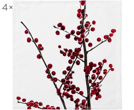 Stoffservietten Red Berries, 4 Stück