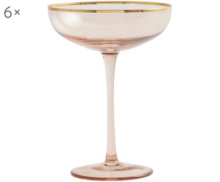 Champagnerschalen Goldie in Rosé mit Goldrand, 6er-Set