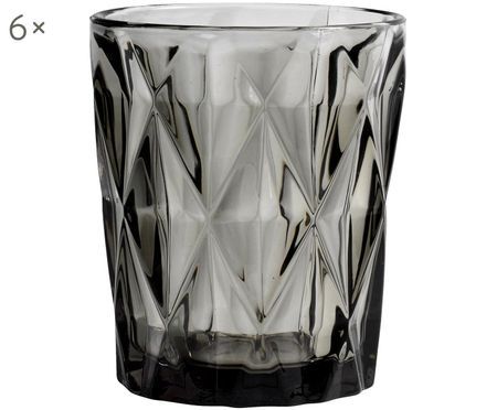 Verres à eau vintage à motifs embossés Diamant, 6 pièces