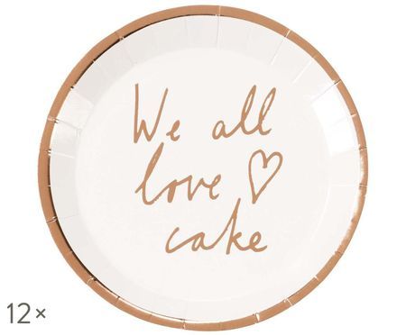 Papier-Teller We All Love Cake, 12 Stück