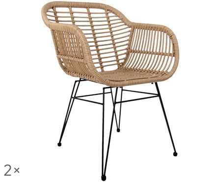 Polyrattan-Armlehnstühle Costa, 2 Stück