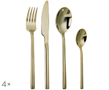 Goldfarbenes Besteck-Set Matera aus Edelstahl, 4 Personen (16-tlg.)