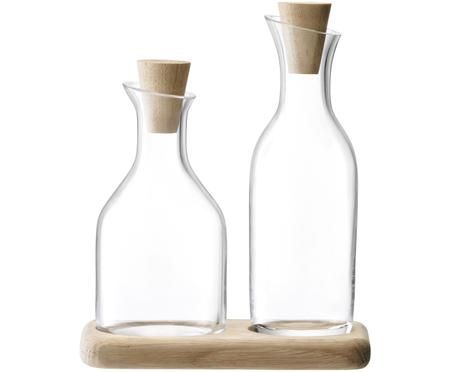 Essig- und Öl-Spender Serve aus Glas und Eichenholz, 3er-Set