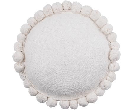 Rundes Jute-Kissen Pom Pom, mit Inlett